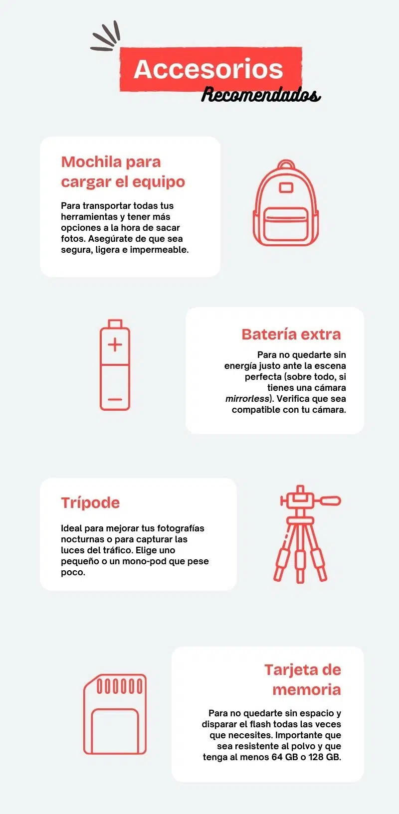Accesorios para fotografía urbana