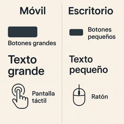 Aplicación de la Ley de Fitts a móvil y escritorio