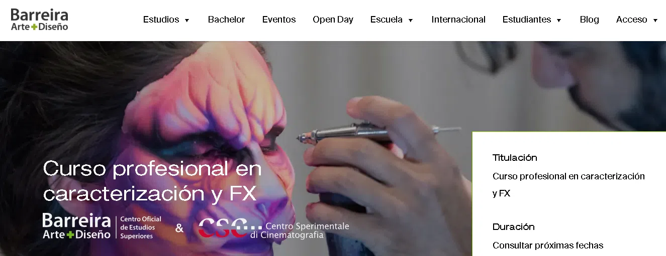 Curso profesional de caracterizaci&oacute;n FX &ndash; Barreira A+D & Centro Sperimentale (Valencia)