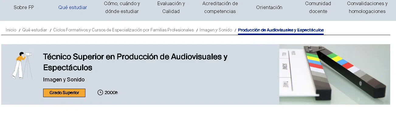 FP en Realizaci&oacute;n de Proyectos Audiovisuales y Espect&aacute;culos 